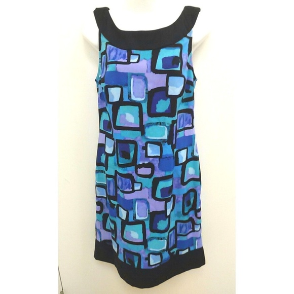 connected apparel Dresses & Skirts - Connected Apparel Dress Geo Teal Purple Sleeveless